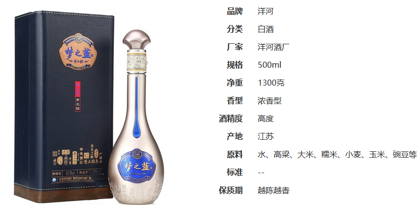 夢之藍手工班52度多少錢一瓶 夢之藍手工班52度價格及圖片