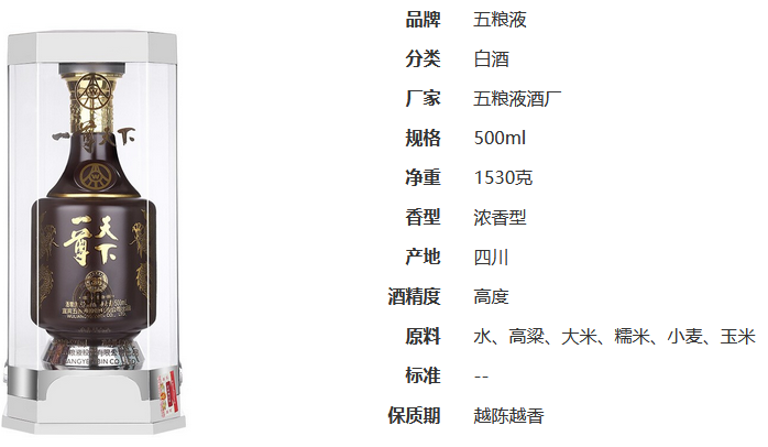 2021一尊天下珍品30多錢一瓶 五糧液一尊天下珍品30價(jià)格
