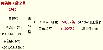黃鶴樓雪茄煙10支裝雪之景3號(hào)多少錢 黃鶴樓香煙雪之景3號(hào)價(jià)格表2021