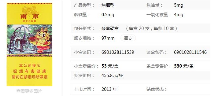 南京雨花石细支香烟价格表和图片大全最新