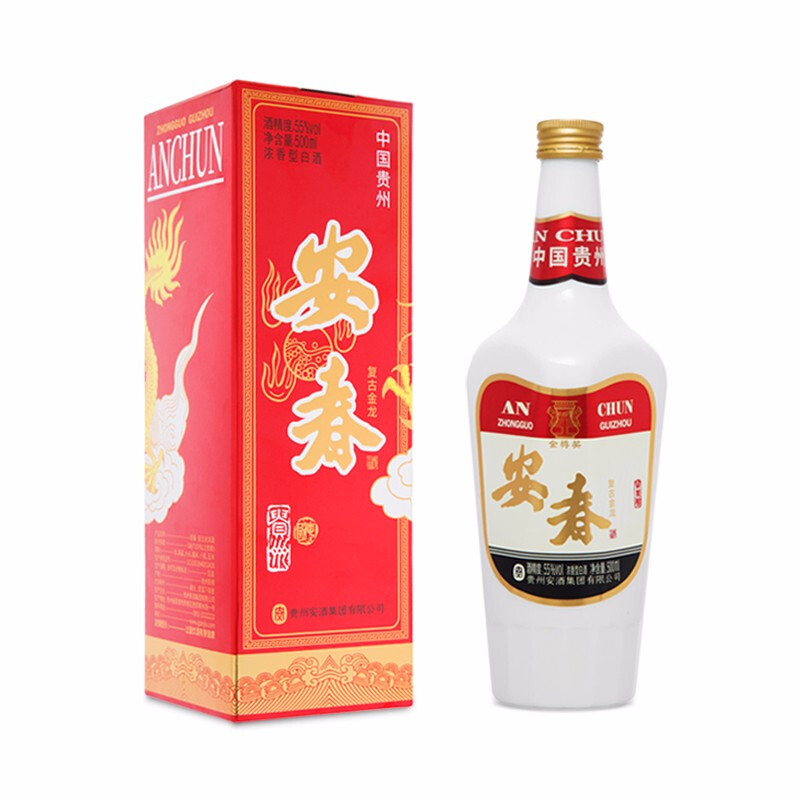 貴州安酒安春復(fù)古金龍55度醬香型500ml單瓶裝