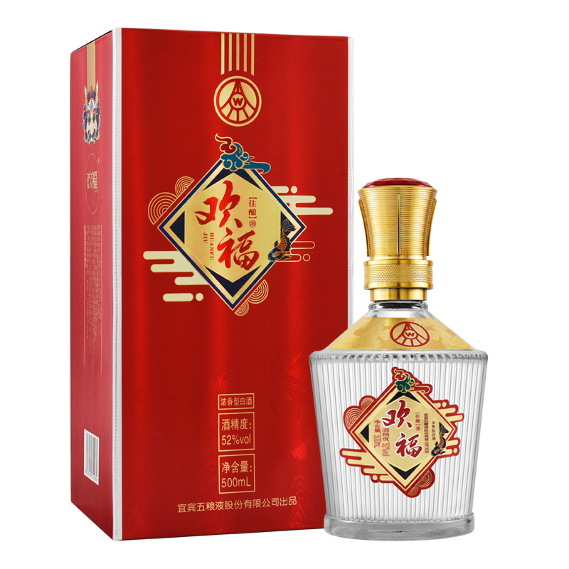 五糧液歡福佳釀口感濃香型52度白酒500ml單瓶裝