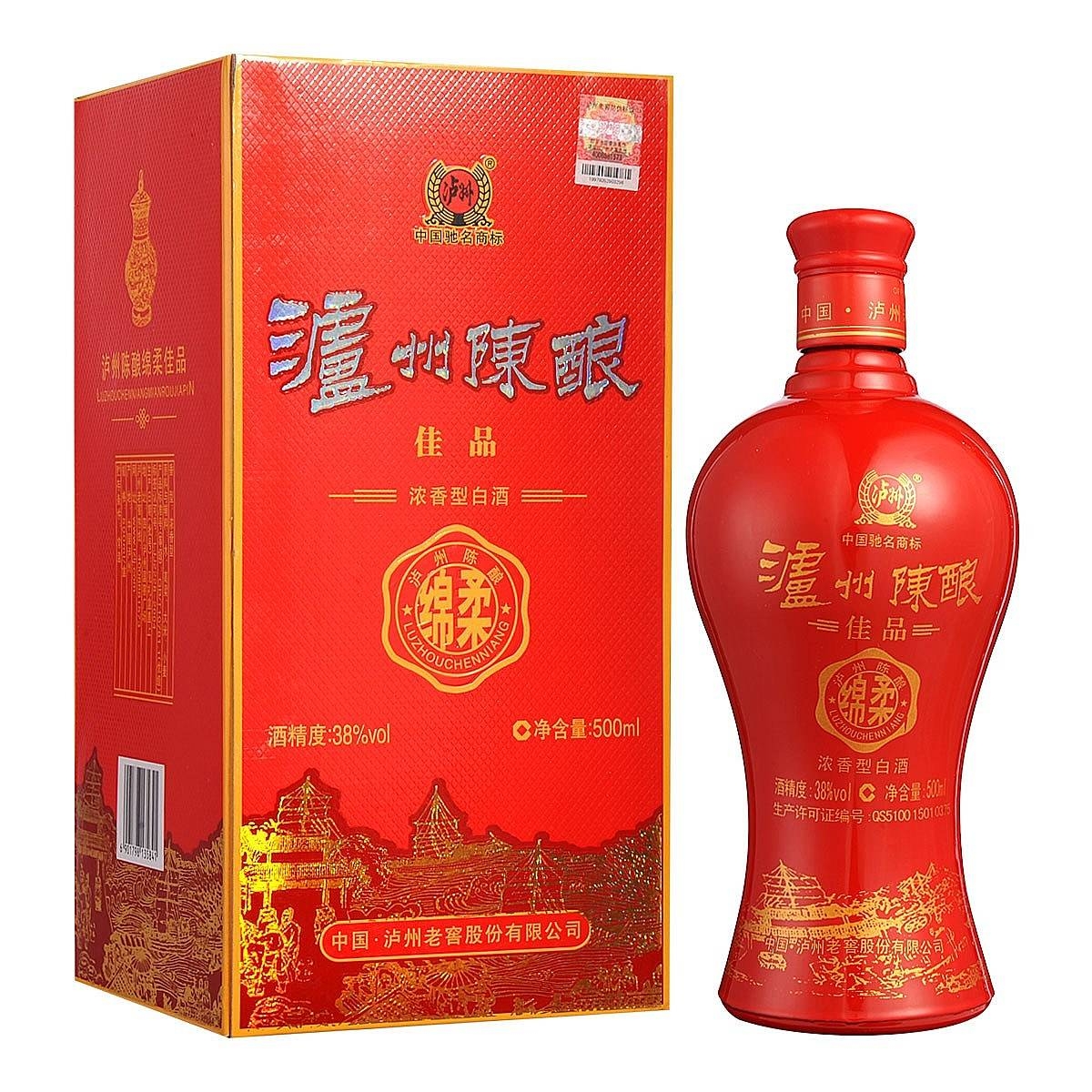 四川瀘州老窖瀘州陳釀綿柔佳品口感濃香型52度白酒500ml單瓶裝