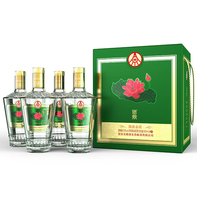 五糧液國(guó)鼎金荷綠豆酒口感濃香型52度白酒500ml單瓶裝