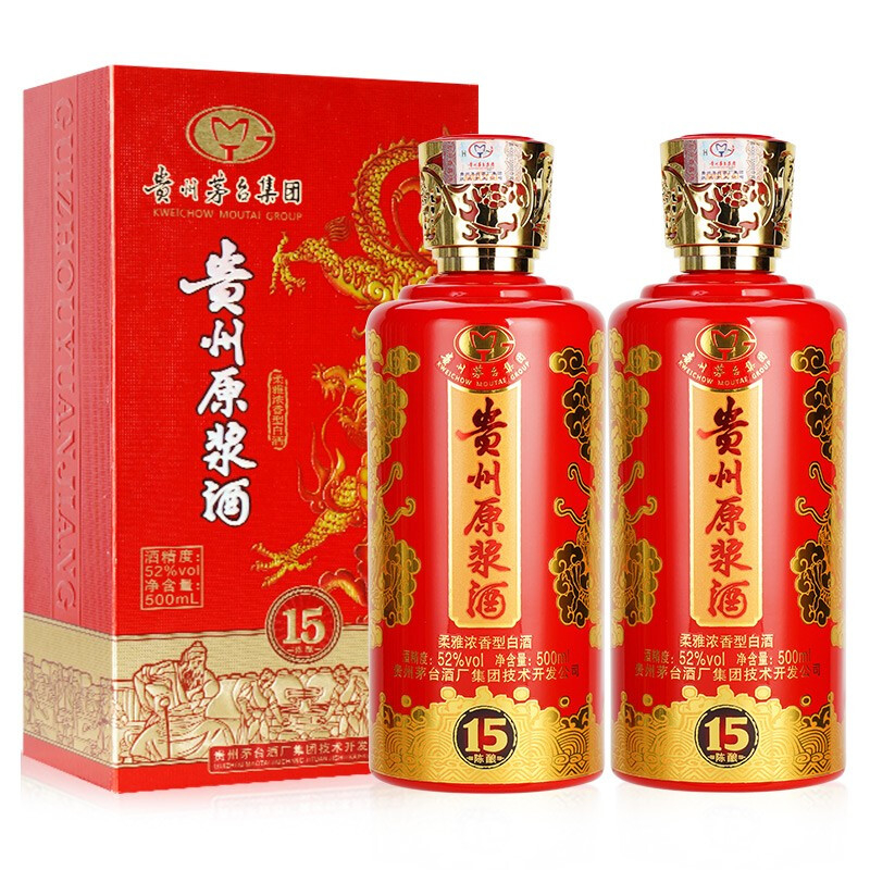貴州茅臺集團貴州原漿酒15陳釀口感濃香型52度白酒500ml單瓶裝