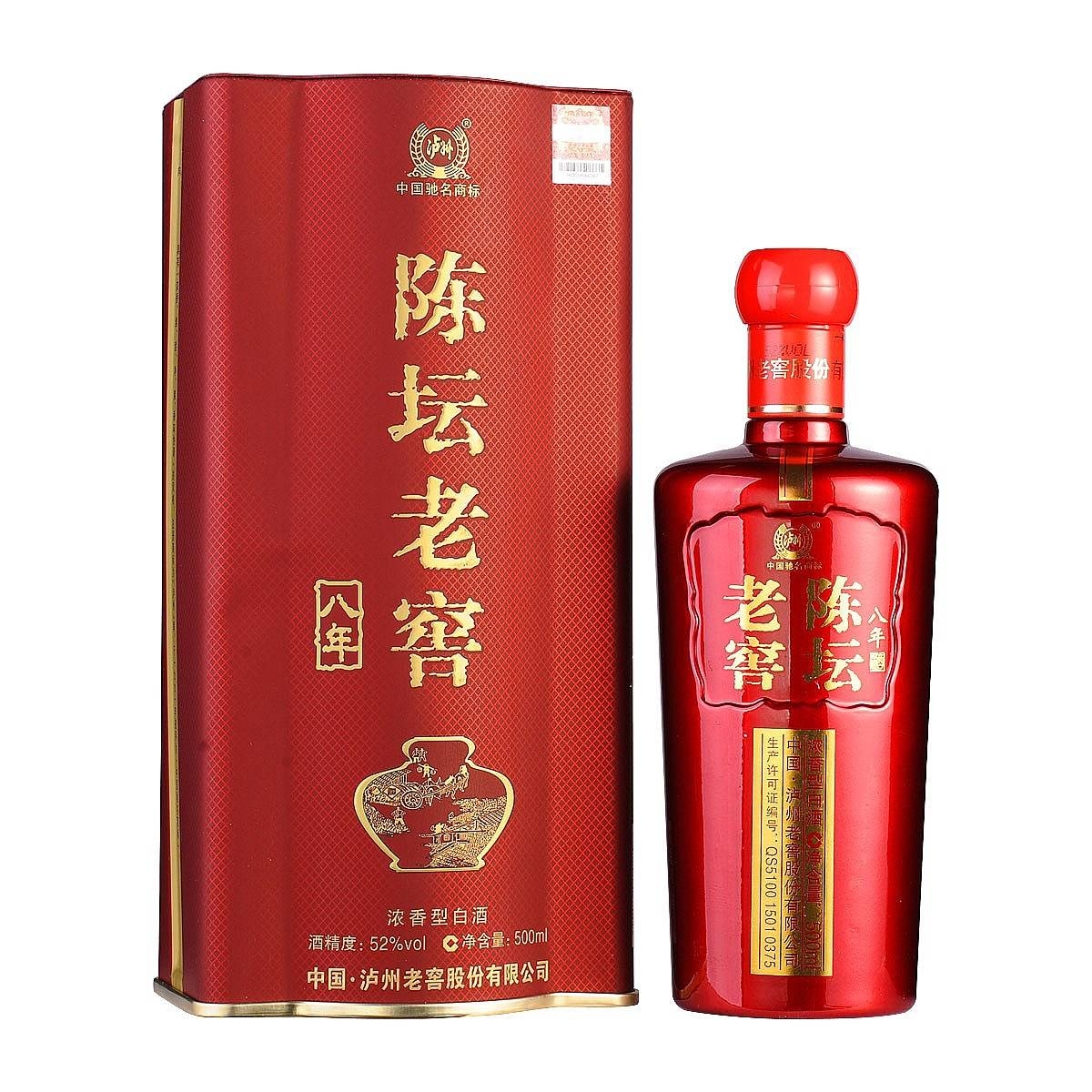 四川瀘州老窖8年陳壇老窖升級版口感濃香型52度白酒500ml單瓶裝