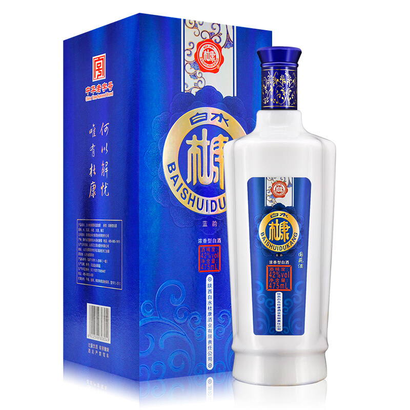 杜康酒白水杜康42度國苑藍(lán)韻口感濃香型475ml單瓶裝
