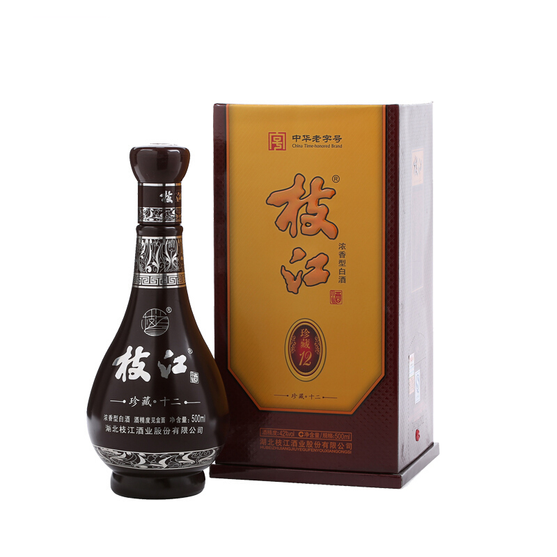 湖北枝江酒業(yè)42度珍藏12濃香型500ml單瓶裝