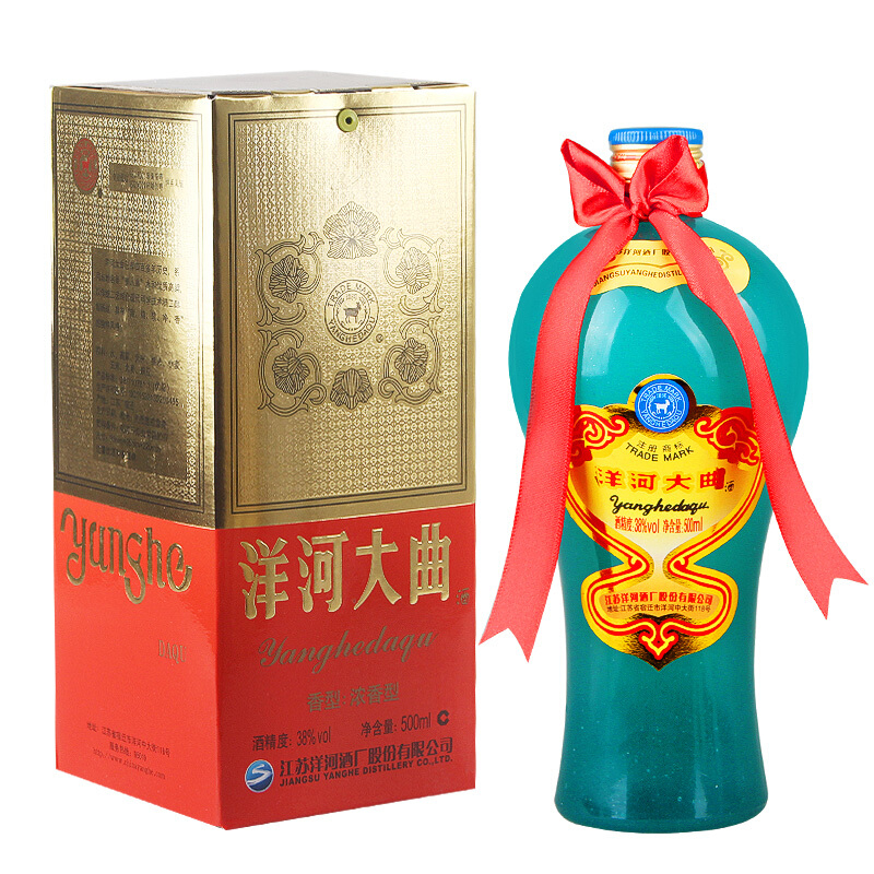 洋河大曲38度老天藍口感綿柔濃香型白酒500ml單瓶裝