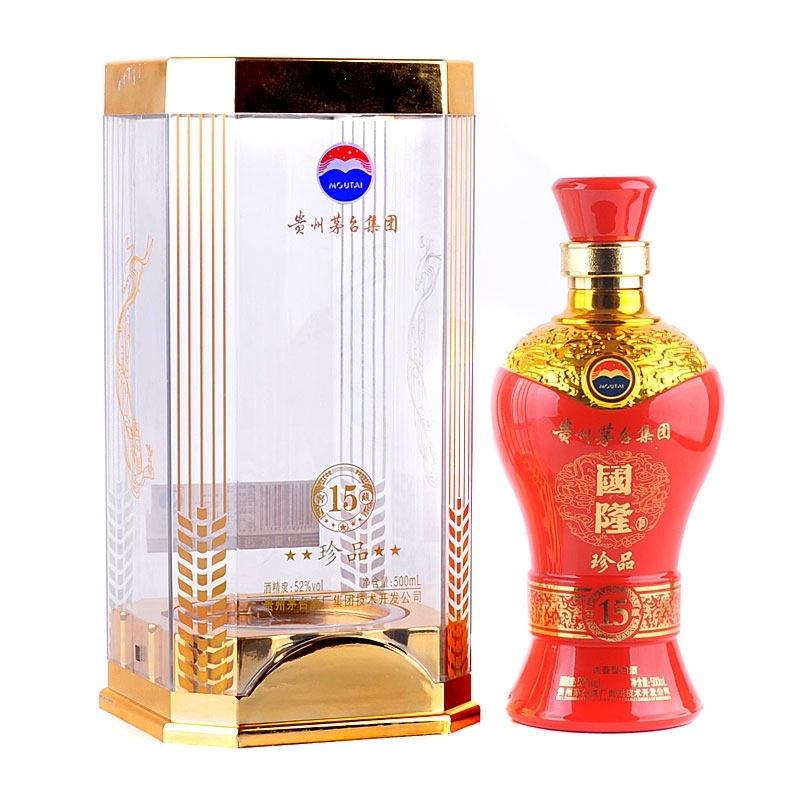 貴州茅臺(tái)集團(tuán)國(guó)隆酒珍品窖藏15年口感濃香型52度白酒500ml單瓶裝