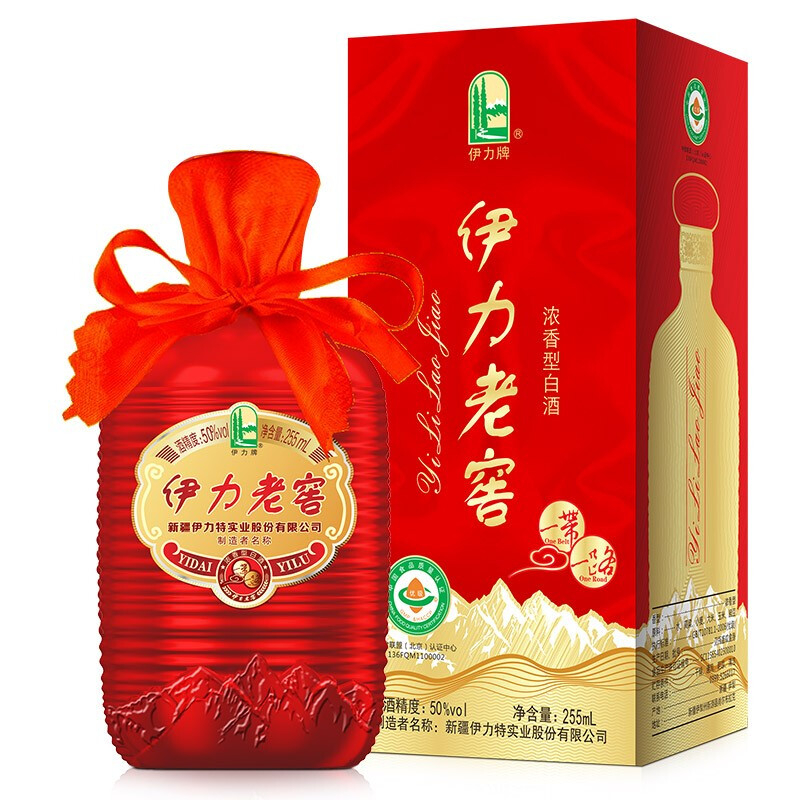 新疆伊力特伊力老窖喜慶款50度濃香型255ml單瓶裝