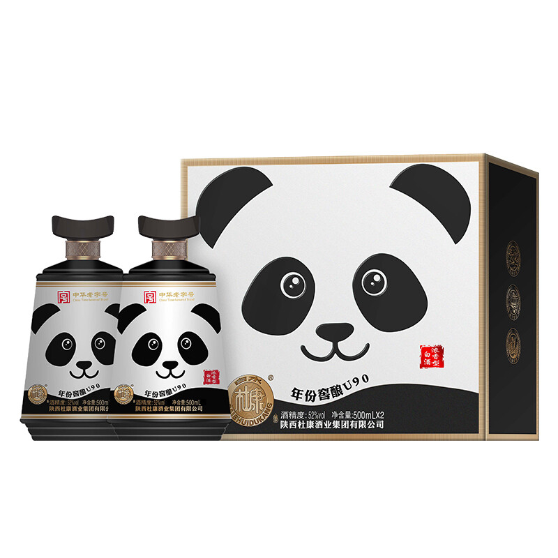 陜西白水杜康年份窖釀U90口感濃香型52度白酒500ml單瓶裝