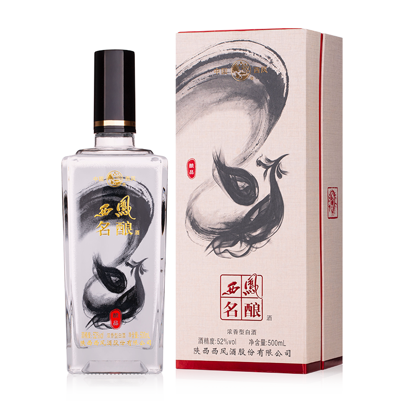 陜西西鳳酒名釀釀品口感濃香型52度白酒500ml單瓶裝
