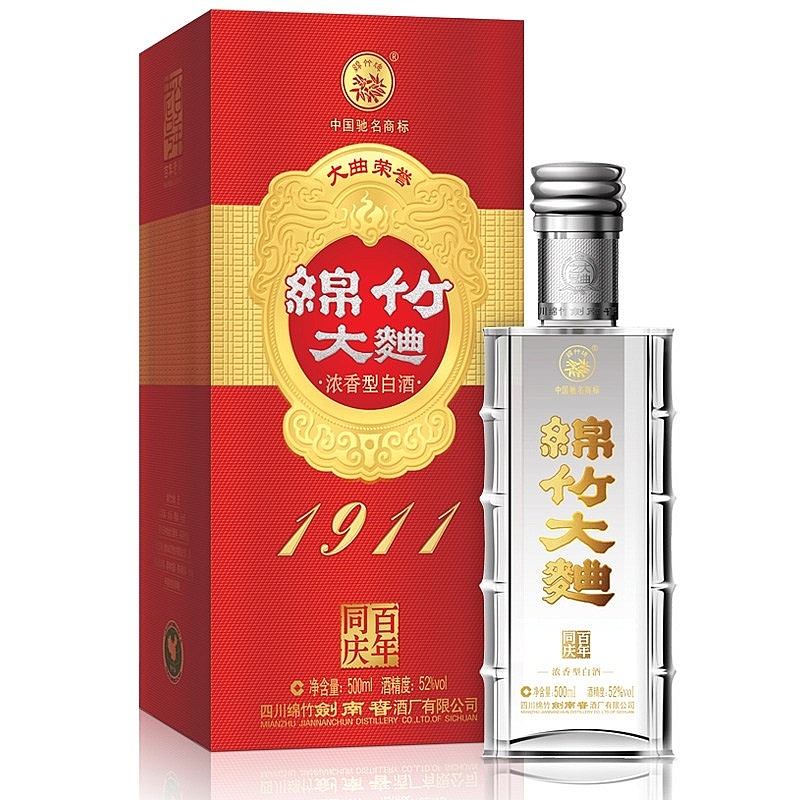 四川劍南春酒綿竹大曲1911之百年同慶口感濃香型52度白酒500ml單瓶裝
