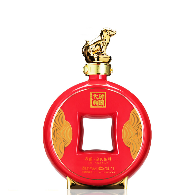 四川瀘州老窖國窖1573封藏大典春釀金狗佑財55度濃香型白酒1L