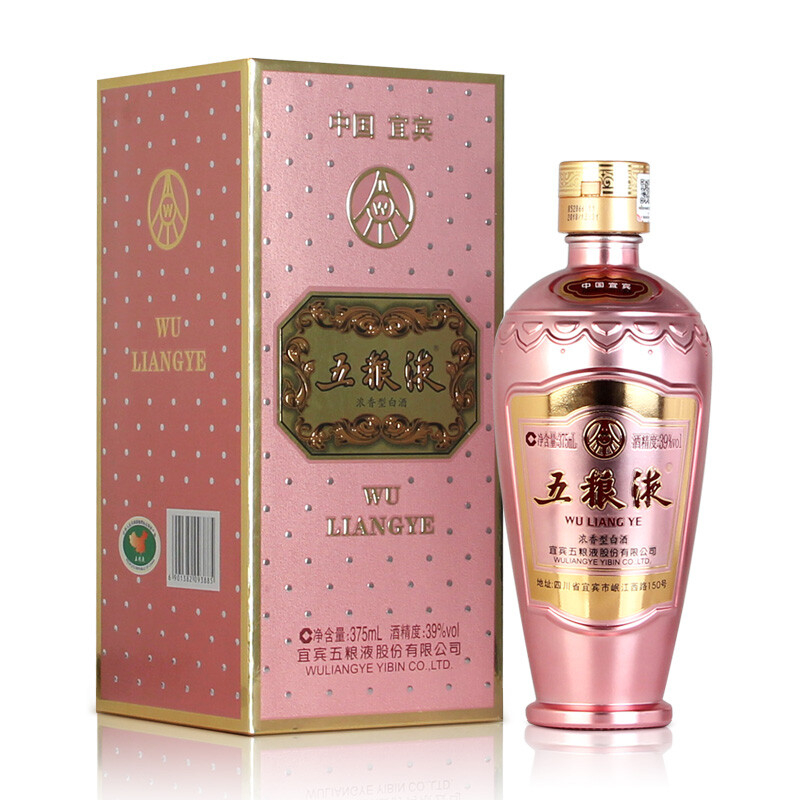 五糧液玫瑰金口感濃香型39度白酒375ml單瓶裝
