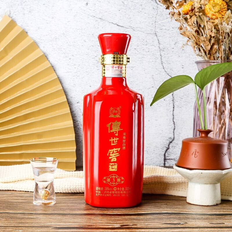 四川瀘州老窖傳世窖池淡雅3口感濃香型38度白酒500ml單瓶裝