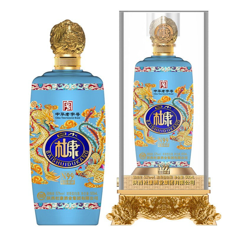 陜西白水杜康年份窖齡N99口感濃香型52白酒500ml單瓶裝