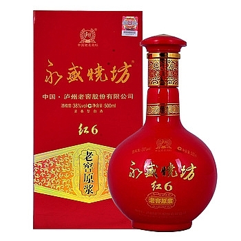 四川瀘州老窖永盛燒坊紅6口感濃香型38度白酒500ml單瓶裝