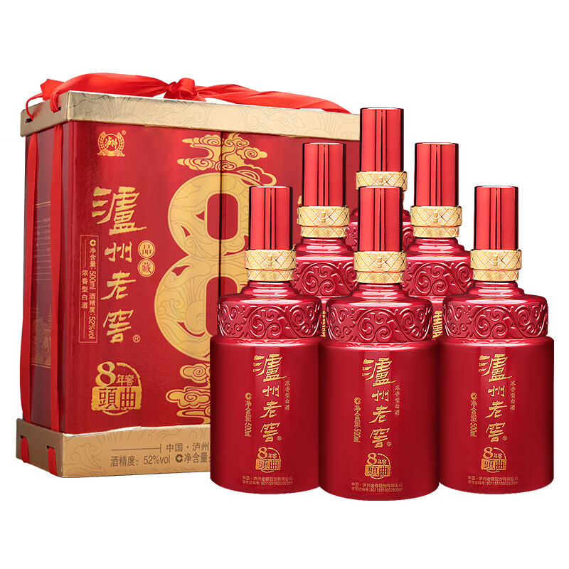 瀘州老窖八年窖頭曲 品藏52度濃香型白酒500ml