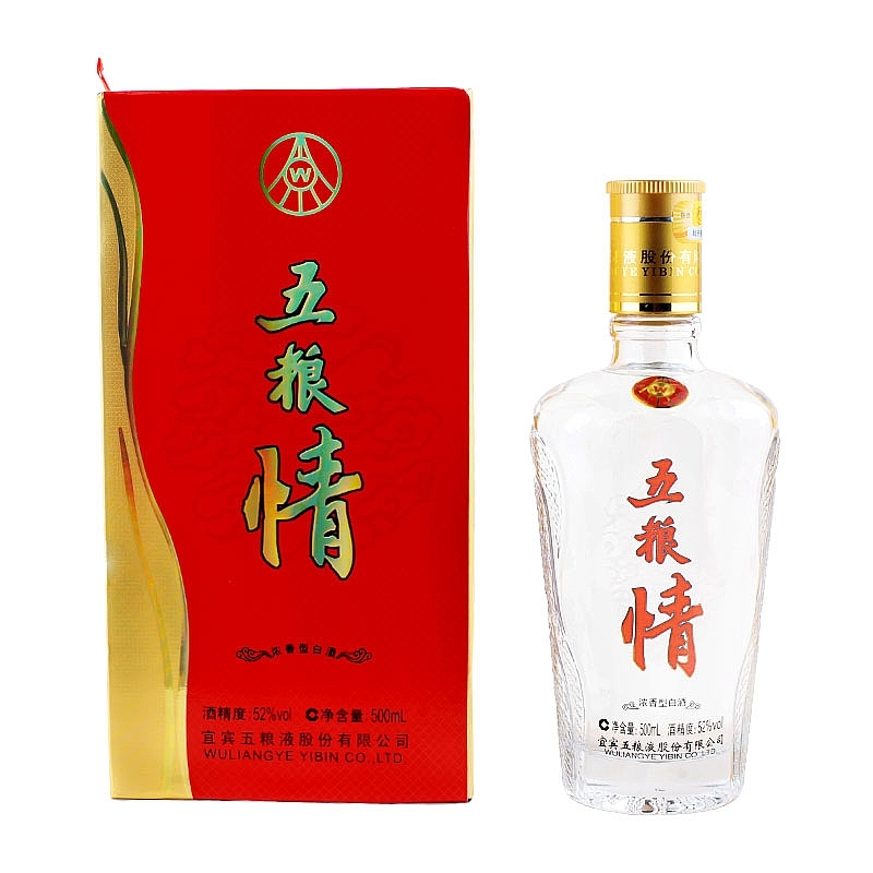 五糧液五糧情金裝口感濃香型52度白酒500ml單瓶裝