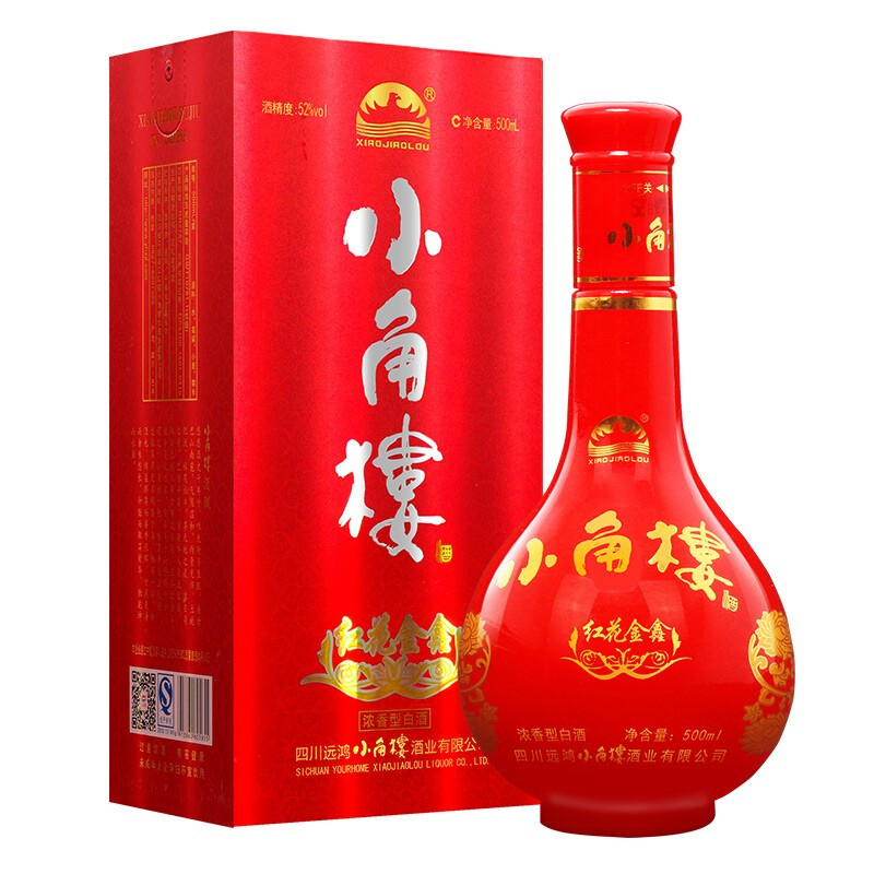 小角樓52度紅花金鑫濃香型500ml單瓶