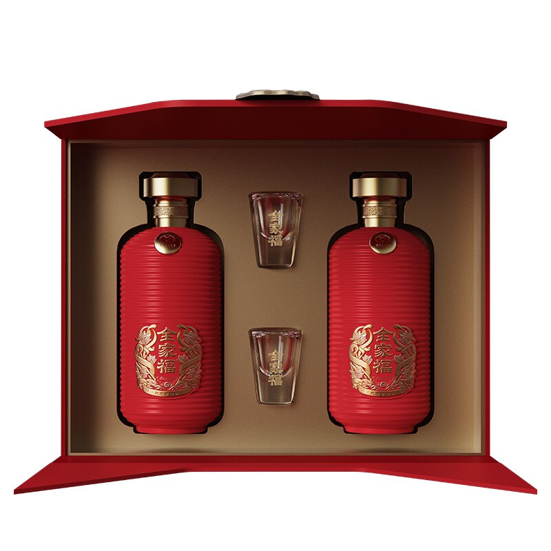 貴州茅臺集團全家福中國紅口感醬香型53度白酒500ml*2禮盒裝
