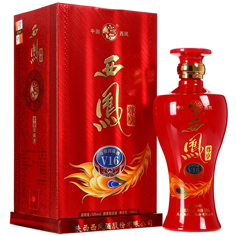 陜西西鳳酒尊享年份封藏酒V16口感濃香型52度白酒500ml單瓶裝