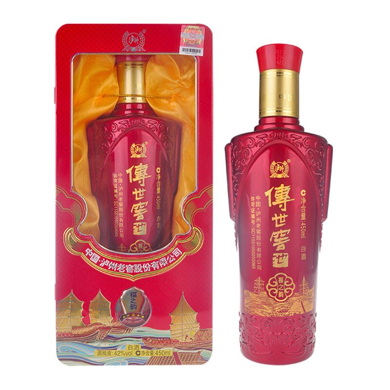 四川瀘州老窖傳世窖池福之韻口感濃香型42度白酒450ml單瓶裝