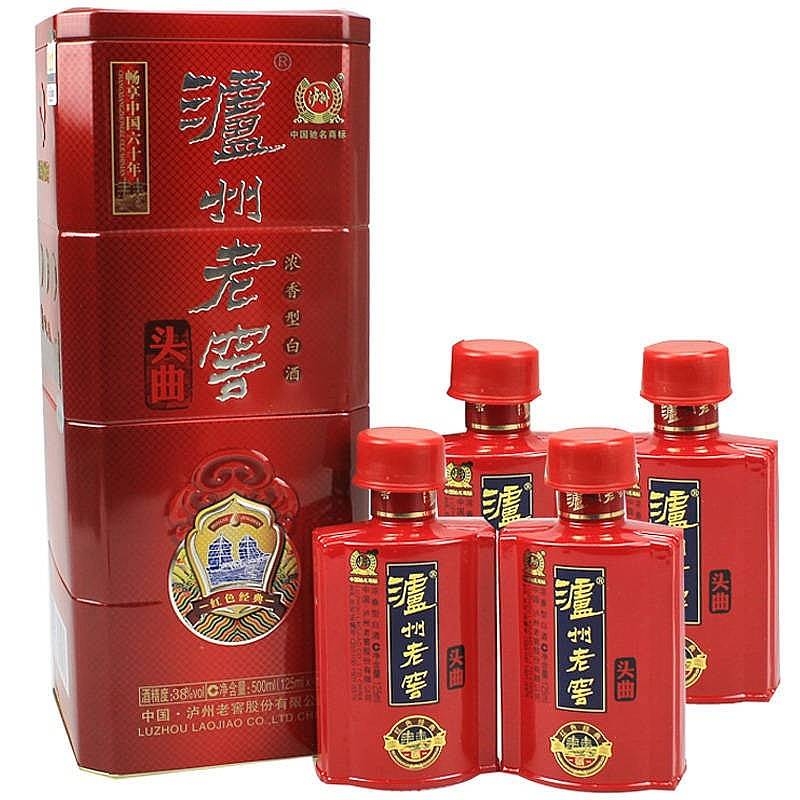 四川瀘州老窖頭曲紅色經典小酒口感濃香型38度白酒125ml單瓶裝
