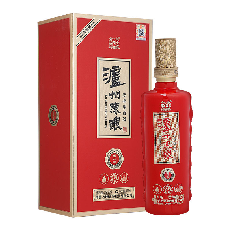 瀘州老窖瀘州陳釀福元順口感濃香型52度白酒475ml單瓶裝