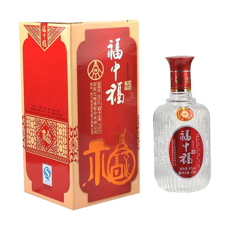五糧液福中福祝君萬?？诟袧庀阈?5度白酒475ml單瓶裝