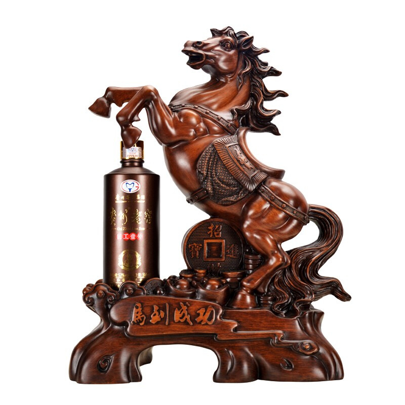 貴州茅臺(tái)集團(tuán)馬到成功（木紋)口感柔和醬香型53度白酒500ml單瓶裝