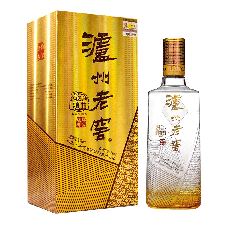 瀘州老窖瀘州八年窖頭曲臻傳陸號(hào)口感濃香型52度白酒500ml單瓶裝