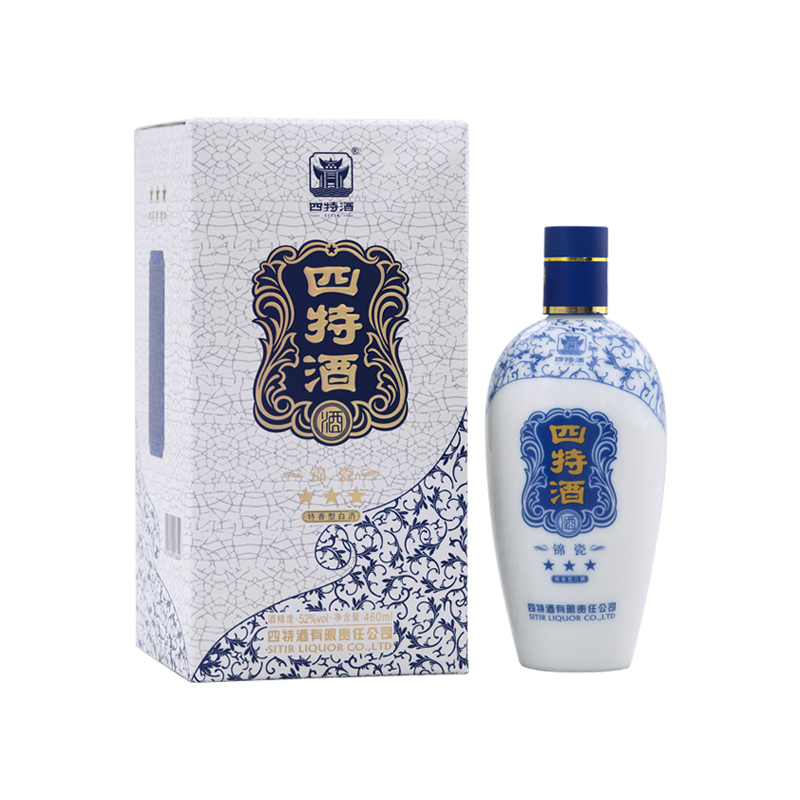 四特錦瓷三星52度特香型白酒460ml