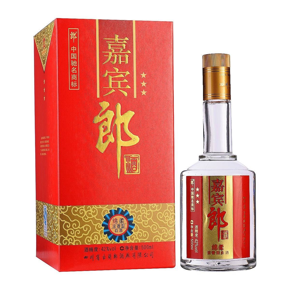 四川郎酒嘉賓郎三星綿柔口感濃香型42度白酒500ml單瓶裝