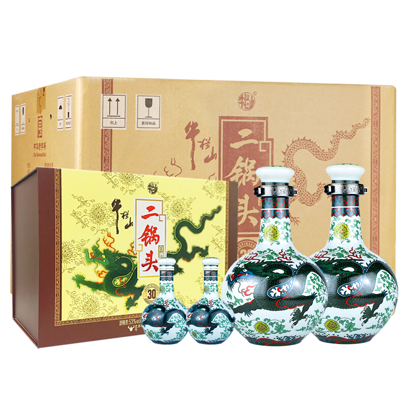 北京牛欄山酒業(yè)珍品三十（30）青龍禮盒53度清香型500ml*2單瓶裝