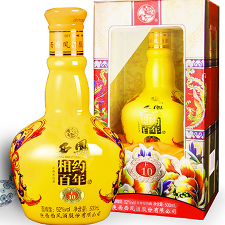 陜西西鳳酒相約百年F10口感濃香型52度白酒500ml單瓶裝