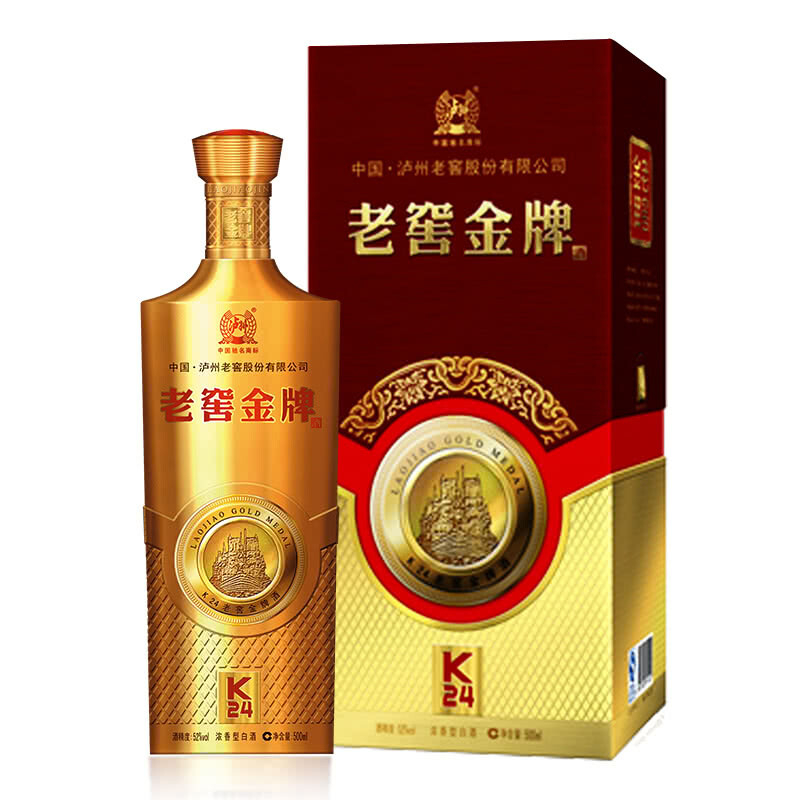 四川瀘州老窖金牌K24口感濃香型52度白酒500ml單瓶裝