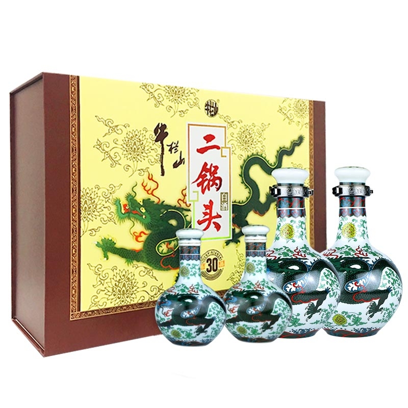 北京牛欄山酒業(yè)珍品三十（30）青龍禮盒53度清香型500ml*2+125ml*2