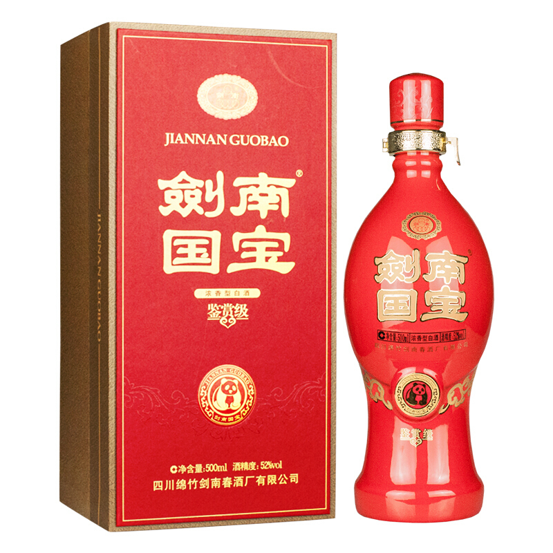 四川劍南春劍南國寶鑒賞級(jí)52度口感濃香型白酒500ml單瓶裝