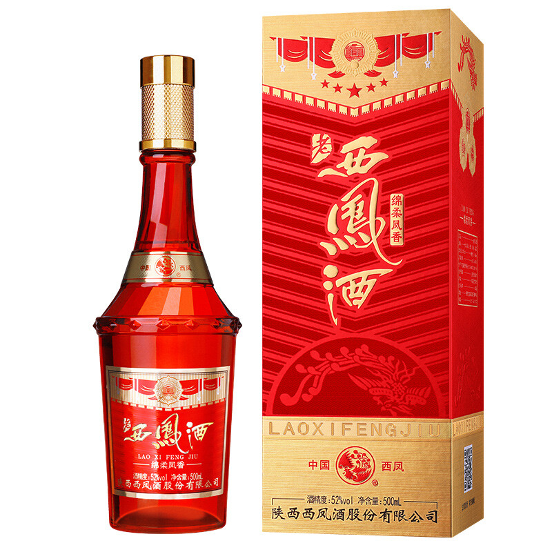 陜西老西鳳綿柔口感鳳香型52度白酒500ml單瓶裝