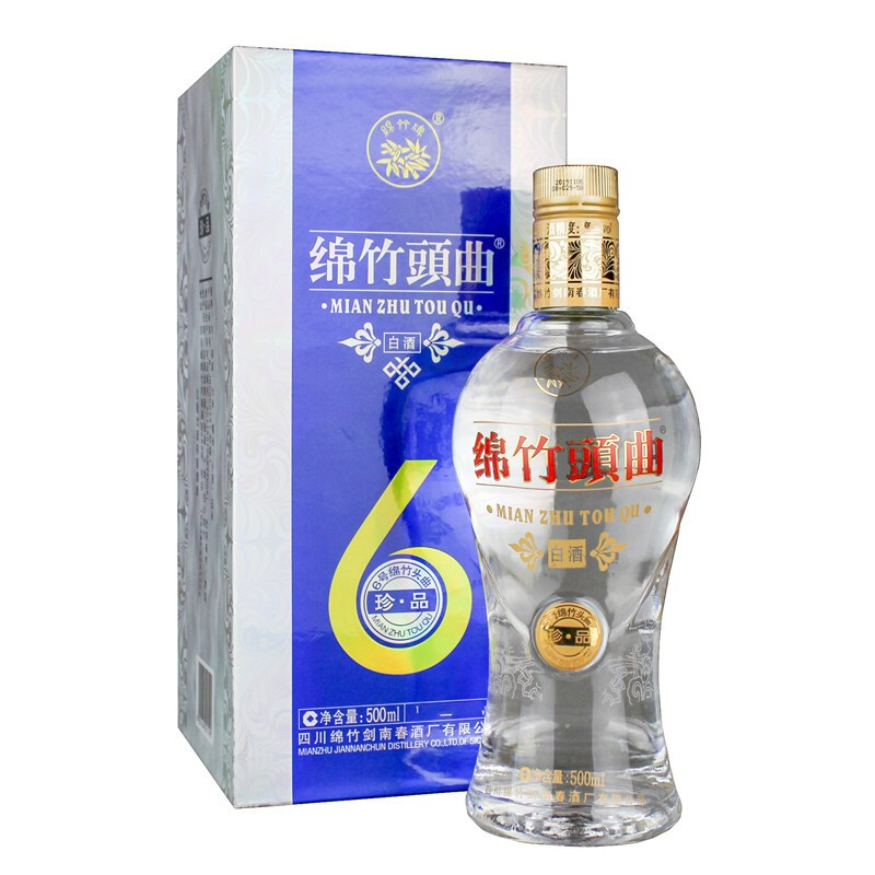 四川劍南春酒廠綿竹頭曲珍品6號52度口感濃香型白酒500ml單瓶裝