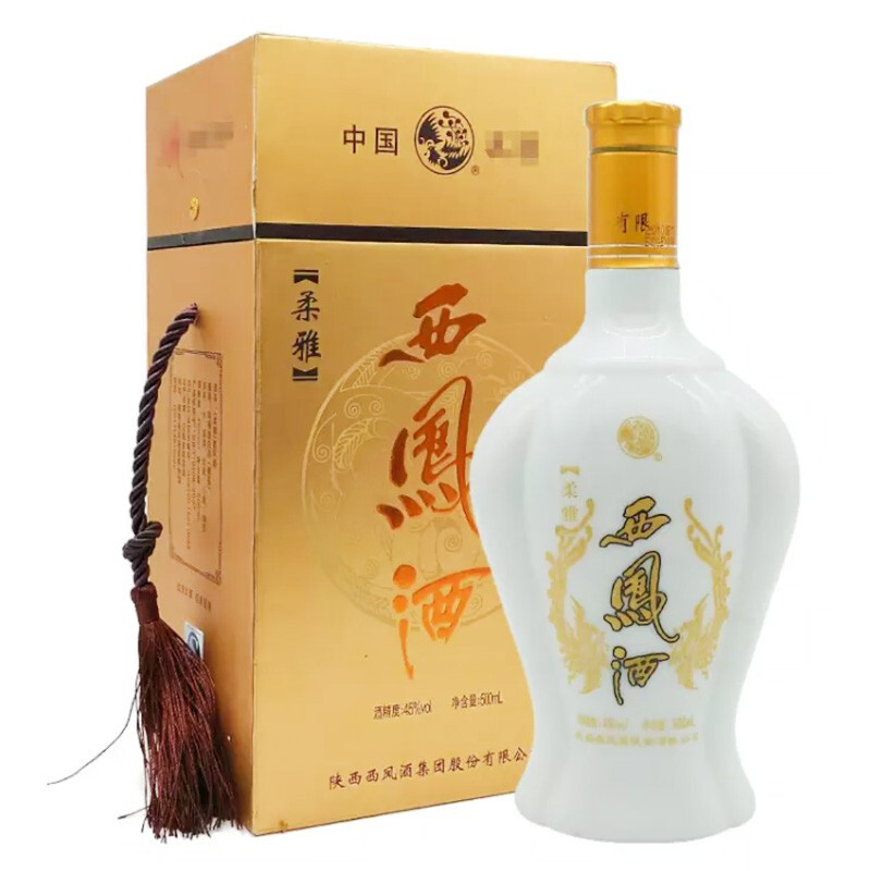 陜西2010年西鳳柔雅酒口感綿柔鳳香型45度白酒500ml單瓶裝
