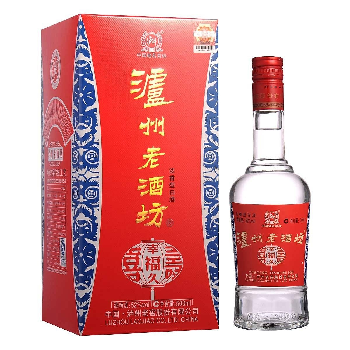 四川瀘州老窖瀘州老酒坊幸福久口感濃香型52度白酒500ml單瓶裝