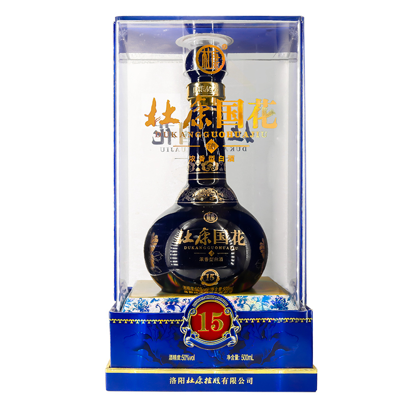[A]杜康酒國花15年口感濃香型50度白酒500ml單瓶裝