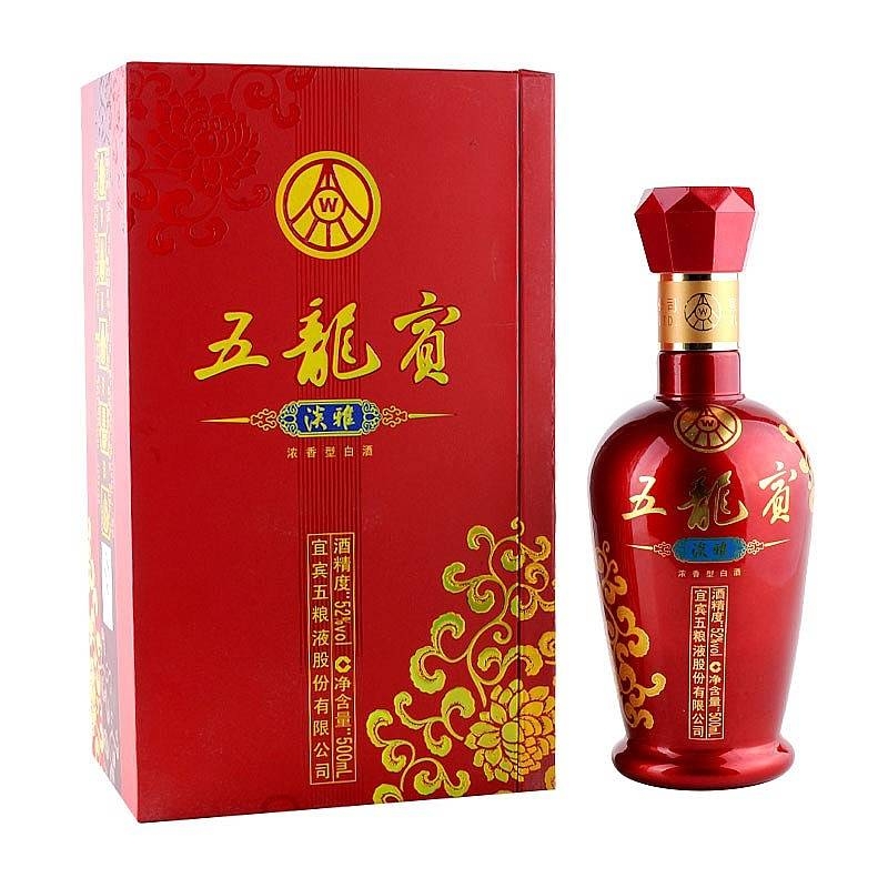 五糧液五龍賓樽雅口感濃香型52度白酒500ml單瓶裝