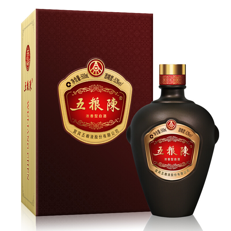 五糧液五糧陳傳承52度濃香型白酒500ml單瓶裝