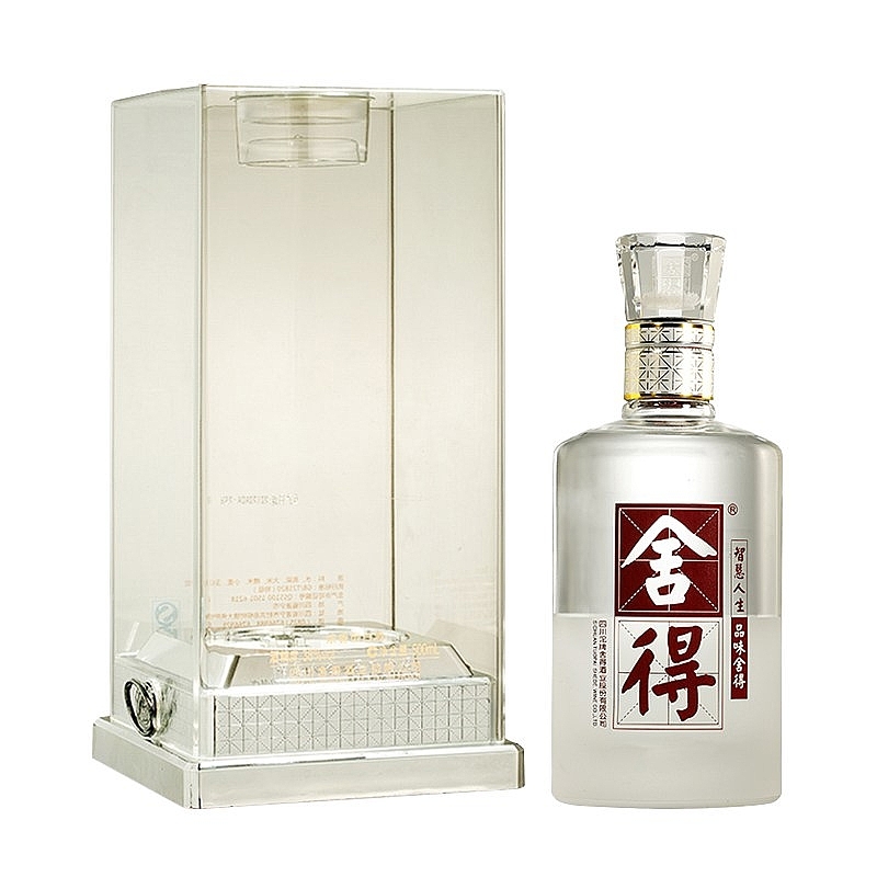 四川沱牌舍得集團(tuán)舍得酒水晶瓶透明禮盒口感濃香型38度白酒500ml單瓶裝