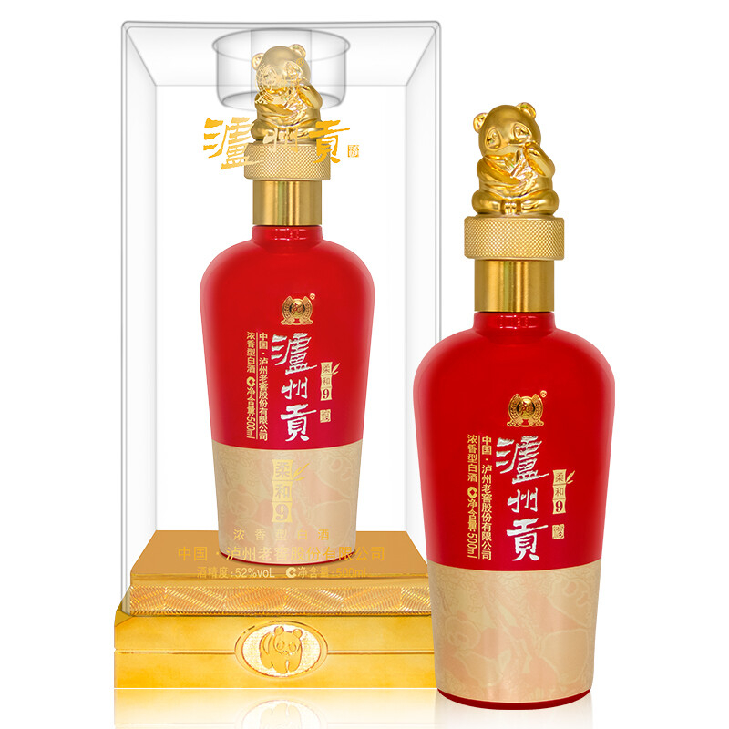 瀘州老窖瀘州貢柔和9口感濃香型52度白酒500ml單瓶裝